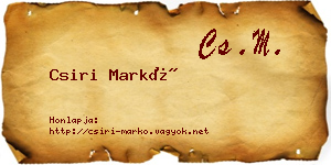 Csiri Markó névjegykártya